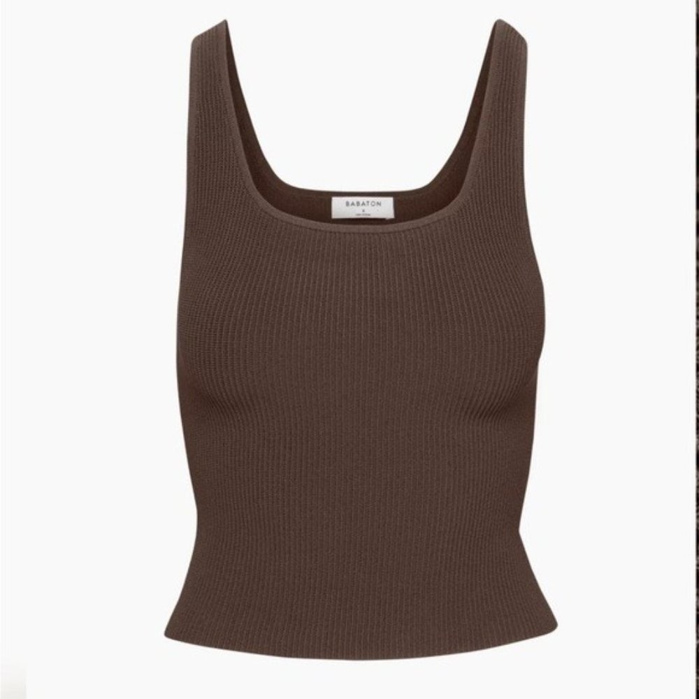 Gentle Used Aritzia Babaton Knit Square neck Tank in Brown / Mocha Chocolate SM